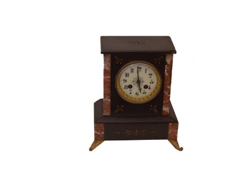 A Marble and Slate Mantle Clock