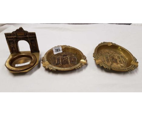 3 WW I YPRES MENIN GATE BRASS SOUVENIRS 