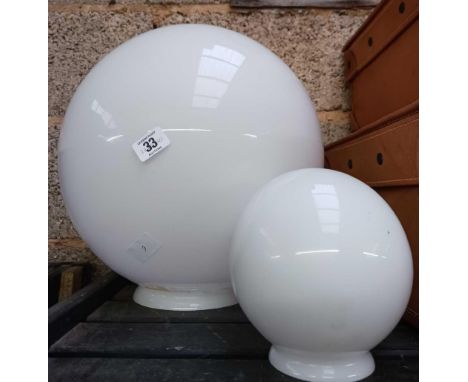 2 OPAQUE LIGHT GLOBES, 1 APPROX 14" DIA & 6" DIA