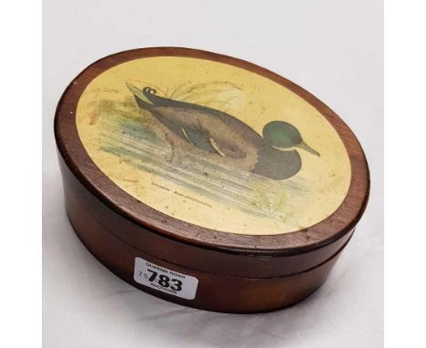 OVAL WOODEN TRINKET BOX WITH NICKEL 6 PENNY PIECES 
