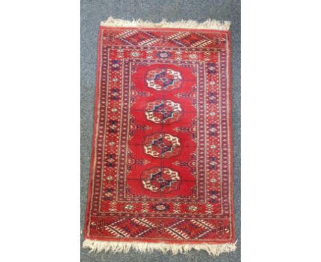 39" X 25" RED PATTERNED RUNNER & 58" X 35" RED PATTERNED RUNNER