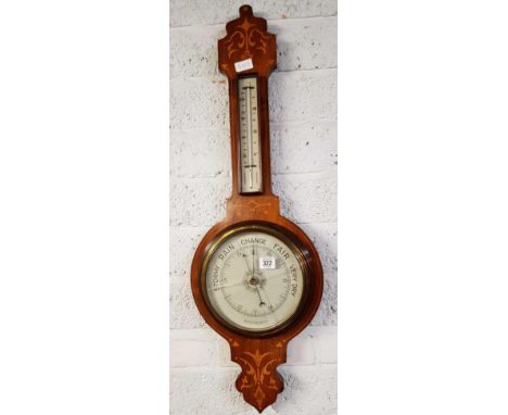 INLAID MAHOGANY BAROMETER, A/F