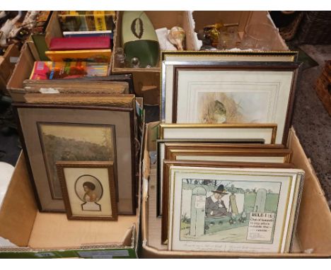 CARTON OF MISC F/G PICTURES SOME OF LOCAL INTEREST & A BAXTERS PRINT OIL COLOUR OF VAH-TA-AH 'THE FEEJEEAN PRINCESS'