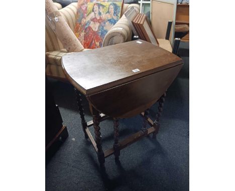 OAK DROP FLAP TABLE ON BARLEY TWIST & GATE LEGS