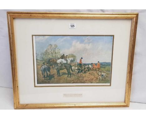 LIONEL EDWARDS; COLOURED HUNTING PRINT ENTITLED “MISS GUEST'S HOUNDS, MARKING TO GROUND AT KINGSWOOD WARREN”, 20 X 24”