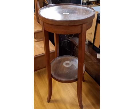 EDWARDIAN LIGHT MAHOGANY 2 TIER PLANT STAND (BOTTOM SHELF MARKED)