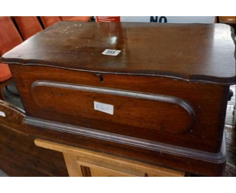 MAHOGANY DOCUMENT BOX WITH TIN SHELF &amp; BRASS DROP HANDLES