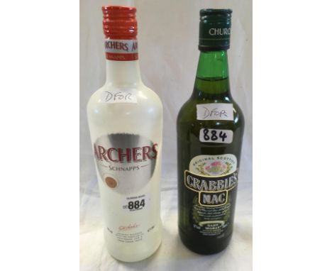 BOTTLE OF CRABBIES MAC SCOTCH WHISKY &amp; BOTTLE OR ARCHER SNAPPS