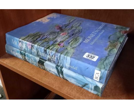 2 LARGE HARDBACK BOOKS TITLED MONET BY HIMSELF &amp; MANET BY HIMSELF