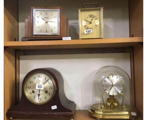 MANTLE CLOCK - CRACKED GLASS, TORSION CLOCK BY KERN &amp; 2 OTHER CLOCKS