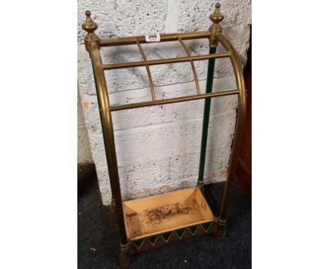 HEAVY BRASS UMBRELLA / STICK STAND WITH ORIGINAL TRAY