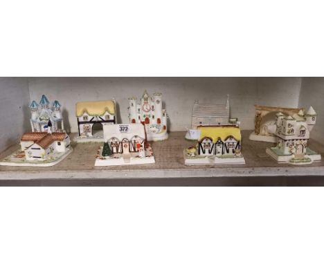 SHELF OF 9 COALPORT FINE BONE CHINA COTTAGES