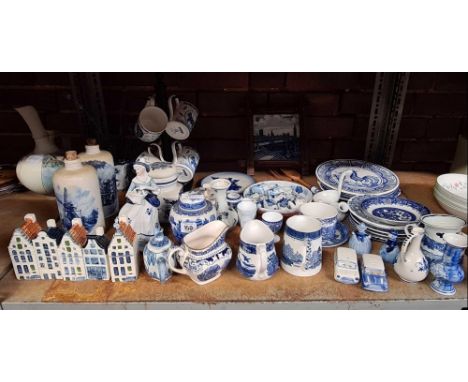 SHELF OF BLUE &amp; WHITE CHINA INCL; DELFT