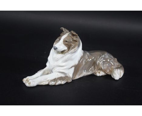 ROYAL COPENHAGEN COLLIE a model of a Collie lying down, Model No 1701 and designed by Peter Herold. 28cms long