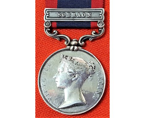 Victorian British Army Sutlej Medal to Private C. Roberts, 16th Lancers who fought in the 1st Anglo-Afghan War, 1st Sikh War 