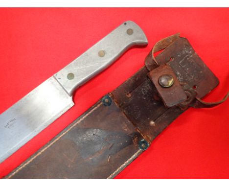 WW2 Royal Australian Air Force pilot’s survival knife machete by East Bros. Features aluminium metal riveted grips. 19.5cm lo