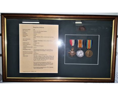 WW1 Australian Gallipoli ‘1st day lander’ medal trio to Private T.H. Whitear, 4th Battalion A.I.F. who was most likely also a