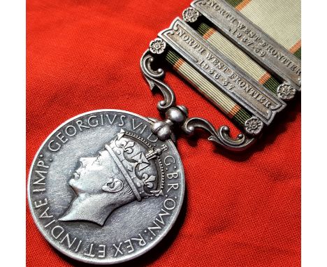 India General Service Medal 1936-39, to Subedar (Captain) Khan, motor transport section of the Royal Indian Army Service Corp