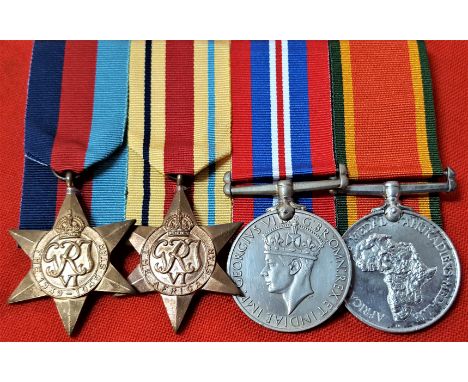 WW2 South African Army Tobruk ‘P.O.W.’ medal group to Corporal J.T.ROE, 2nd Divisional Signal Coy. 1939-45 Star, Africa Star,