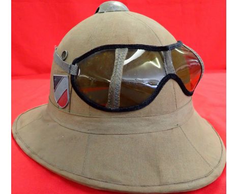 WW2 German used Italian Army tropical pith helmet - Afrika Korps. German used Italian Army tropical pith helmet - Afrika Corp