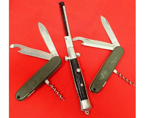 1968 model West German Bundeswehr military knives &amp; flick knife comb (3). Both knives, 1 x CCM, 1 x Victorinox Switzerlan