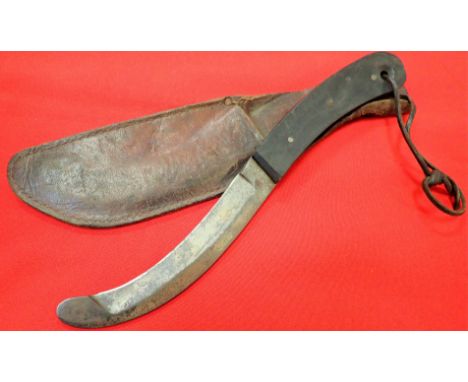 WW2 British Navy aircrew survival dinghy knife &amp; scabbard. Features black wooden grips with 3 pin rivets, full tang blade