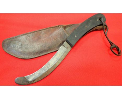 WW2 British Navy aircrew survival dinghy knife &amp; scabbard. Features black wooden grips with 3 pin rivets, full tang blade