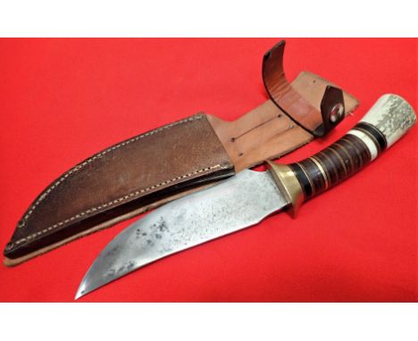 WW2 1943 British private purchase paratrooper knife &amp; scabbard, belonging to a former member of the 2nd Battalion, Parach