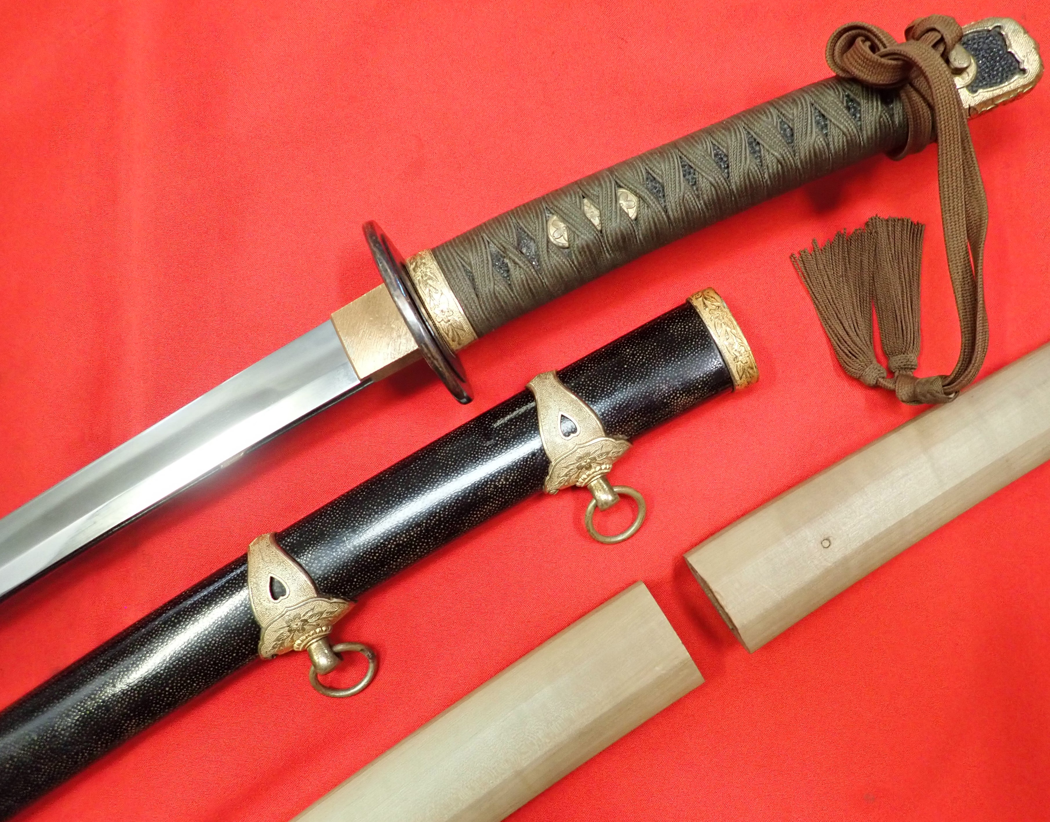 WW2 Japanese Navy officer kai-gunto katana sword with scabbard ...