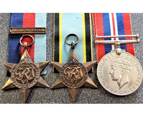 WW2 Royal Air Force ‘Battle of Britain’ Defiant air gunner group of 3 medals, attributed to Squadron Leader C.C. Ellery, who 