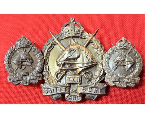 1930-42 23rd Australian Light Horse Regiment (Barossa Light Horse) badges (3). Cap and collar full set of 3.