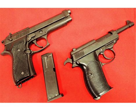 Denix replica Beretta & German P08 imitation pistols (2). Good quality, ex store demo display pistols, the Beretta features w