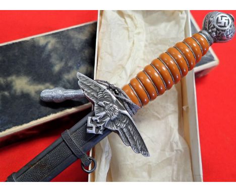 WW2 German Luftwaffe NCO’s training school miniature presentation 2nd pattern award dagger with scabbard by S.M.F. This super