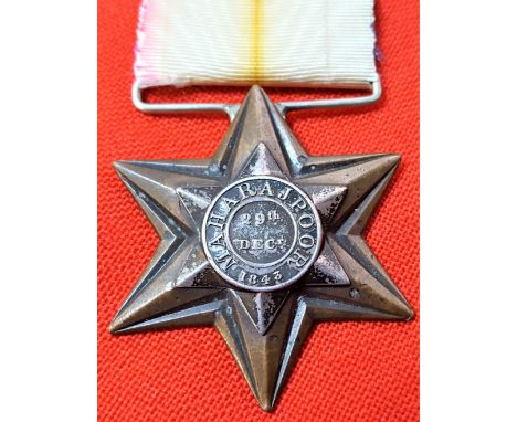 Victorian British Army Gwalior Star to Private J. Fincher 16th Lancers, who took part in the actions at Aliwal & Sobraon.Gwal