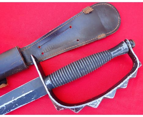 WW2 Fairbairn &amp; Sykes variant 3rd pattern, fighting knuckle knife dagger &amp; scabbard. Wartime converted 3rd pattern fi