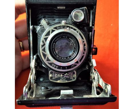 WW2 R.A.A.F. regimental police camera in leather case. Ensign Selfix 20 Camera marked Harringtons Ltd, Australia and New Zeal