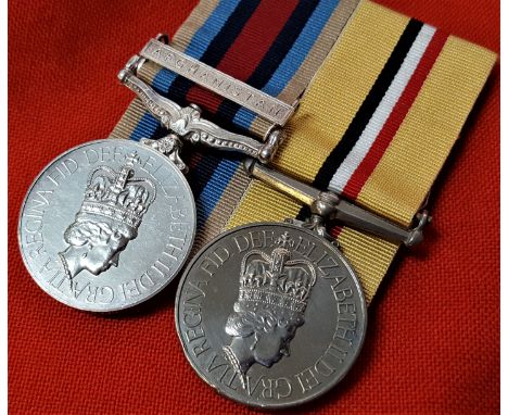 A British Army Afghanistan &amp; Iraq medal pair to Gunner R. May, Royal Artillery. Operational Service Medal 2002, with clas