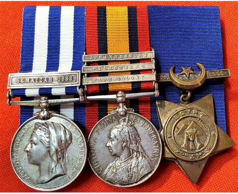 British Army Egypt & Boer War campaign group of 3 medals to Private W. Vallance, Kings own Scottish Borderers.Egypt Medal und