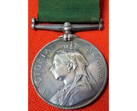 British Army Volunteer Long Service Medal 1894. QV. Un-named, period swing mounted.