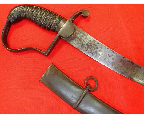 1800’s British Napoleonic War era light cavalry flankers sword &amp; scabbard by William Harvey of Birmingham. Features light