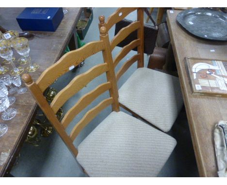 Four Pine Ladder Back Chairs