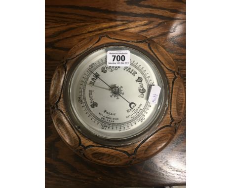 Early 20th century Oak Cased Circular Barometer