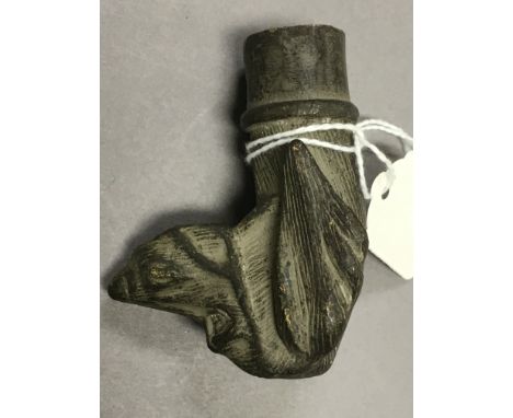 Cast Metal Walking Stick Handle in the form of a Hound's Head