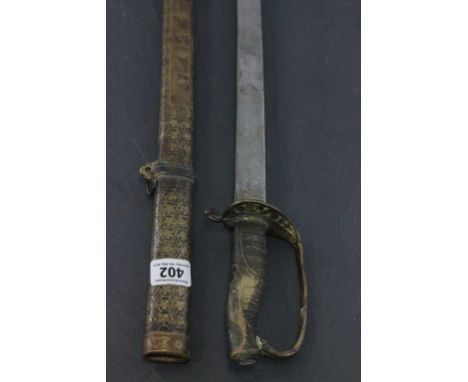 Oriental Sword with Brass Hilt and Scabbard together with Two Fencing Foils