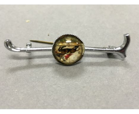Vintage Tie Pin in the form of a Riding Crop with Huntsman and Horse Panel
