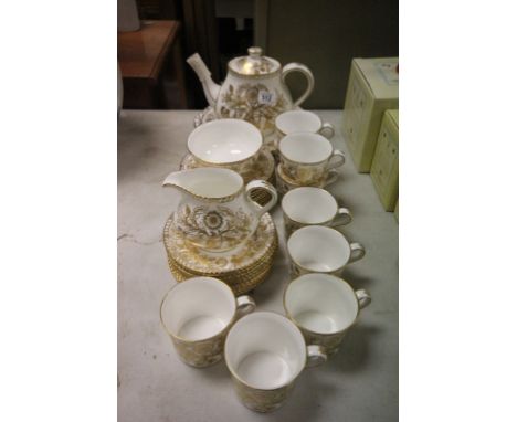 Royal Crown Derby ' Brocade ' Tea Service comprising Tea Pot, Milk, Sugar, 2 Sandwich Plates, 9 Cups, 9 Saucers and 9 Tea Pla