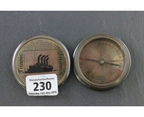 Brass hand held Titanic style compass