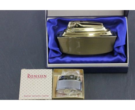 Boxed Ronson Varaflame Table Lighter together with another Boxed Ronson Lighter