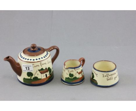 Torquay Mottoware Three Piece Tea Service