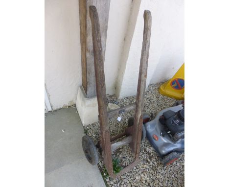 Set of Vintage Wooden and Iron Sack Trucks for Milk Churn